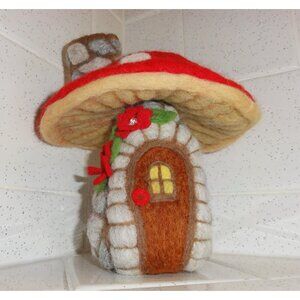 Handmade Needle Felting Mushroom House mythical handcrafted